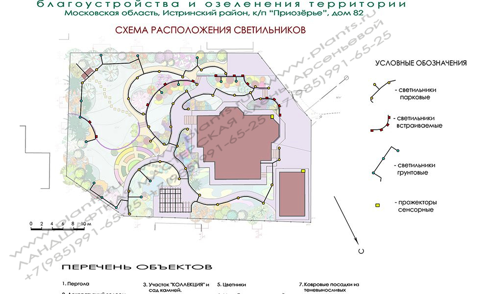 Проект участка 12 соток - ПЛАН расположения светильников